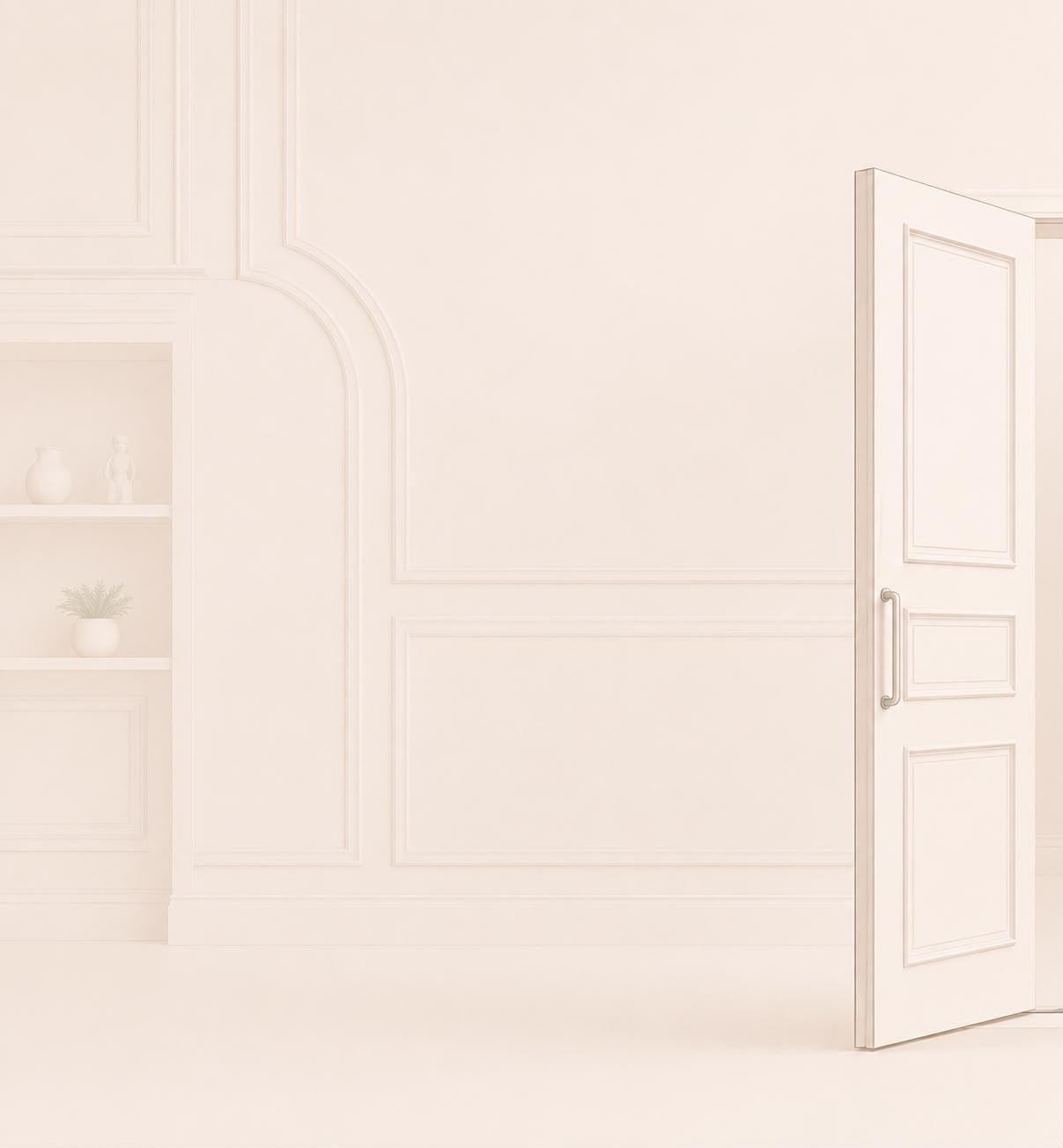 Bellhop luggage cart and open double doors of The Lobby